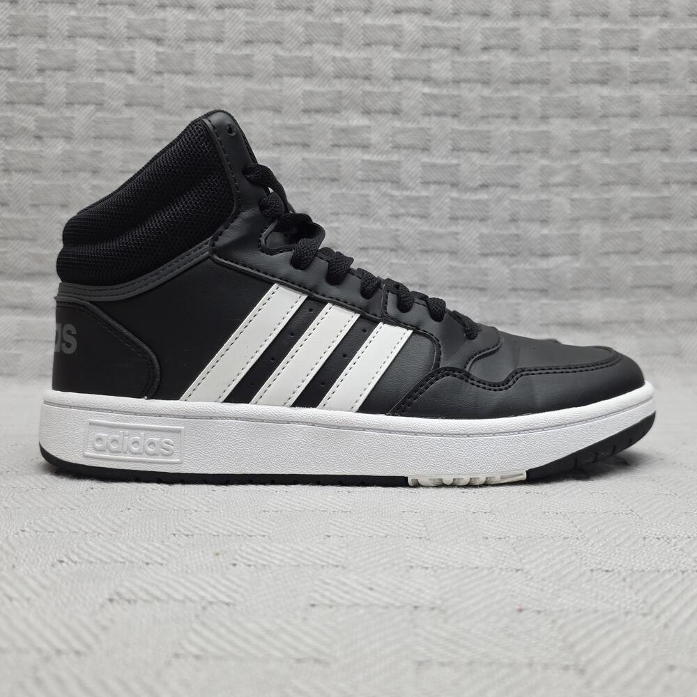 Adidas Hoops Mid J Black White Kids Size 5 GW0402